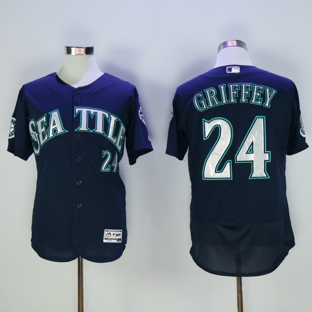 Men Seattle Mariners #24 Griffey Blue MLB Jerseys
